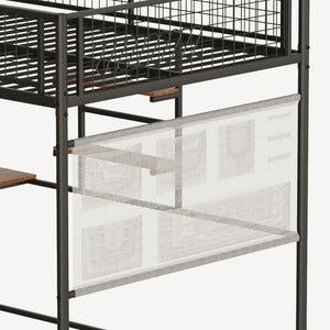 English Elm Black Metal Loft Bed with Built-in Desk Rgb Led Lighting and Charging Station Black W1671S00006
