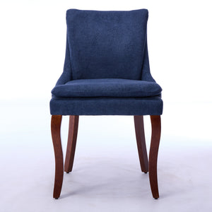 English Elm Modern Dining Chairs Set of 2 with Double-Layer Cushioned Spring+Sponge Comfort, Curved Solid Wood Legs, Mid Back Elegance for Living & Dining Room Blue W1143P207918