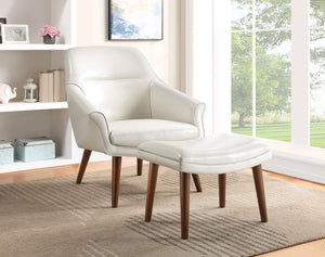 OSP Home Furnishings Waneta Chair and Ottoman Cream