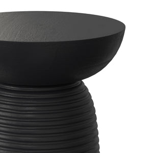 English Elm Boyd Ribbed Solid Mango Wood Accent Table Matte Black Lacquer Handcrafted Side B136P414663