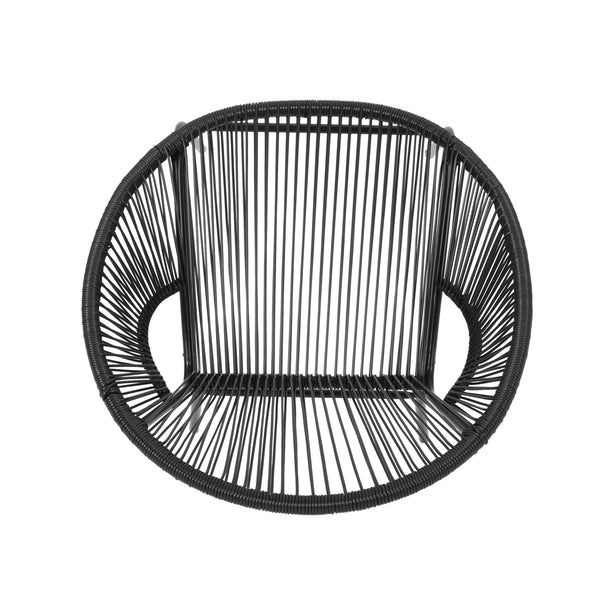 English Elm Christopher Knight Home® - 3 Piece Rattan Seating Group Black – Stylish PE Rattan + Iron Outdoor Patio Set, Durable Modern Mesh Design 66626.00BLK_66627.00BLK