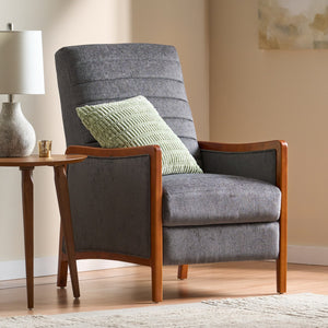 English Elm Christopher Knight Home® - Fabric Mid-Century Recliner Chair Grey – Pushback Upholstered Seat, Channel Stitching, Birch Wood Frame, Cozy 70451.00FGRY