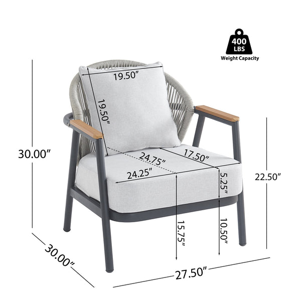 English Elm Christopher Knight Home® - Orla Outdoor Club Chairs Set Of 2 - Gray Iron Frame, Cushioned Comfort, Eco-Friendly Design! N775P224519G-S2