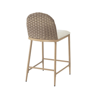 English Elm 25" Farmhouse Counter Stools Set of 2 Woven Rattan Back Iron Frame Kitchen Island N762P329154D