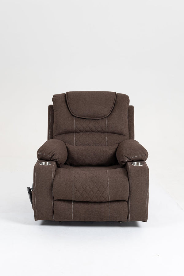 English Elm Lounge Electric Lift Recliner Chair - Oversized Velvet Sofa With 180° Full Recline & Cup Holders W547S00050
