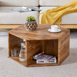 English Elm Hexagonal Mdf Coffee Table, Characteristic Pattern Stickers, Multi-Hole Design To Give More Storage Space, Simple and Convenient Design Makes It Suitable For All Kinds Of Style Scenes.