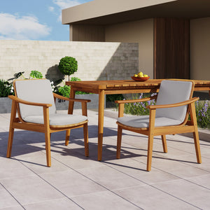 English Elm Christopher Knight Home® - Outdoor Dining Chairs Set of 2 with Acacia Wood Frame and Brown PE Wicker, Waterproof Cushions, 400lb Capacity Grey,Teak N779P280043G