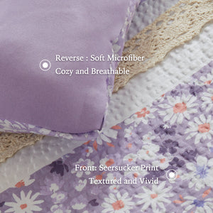 English Elm 5 PCS King/Cal King Seersucker Comforter Set with Lace Trim, Plush Microfiber Fill, 5-Piece Elegant Bedding Ensemble B035P366535