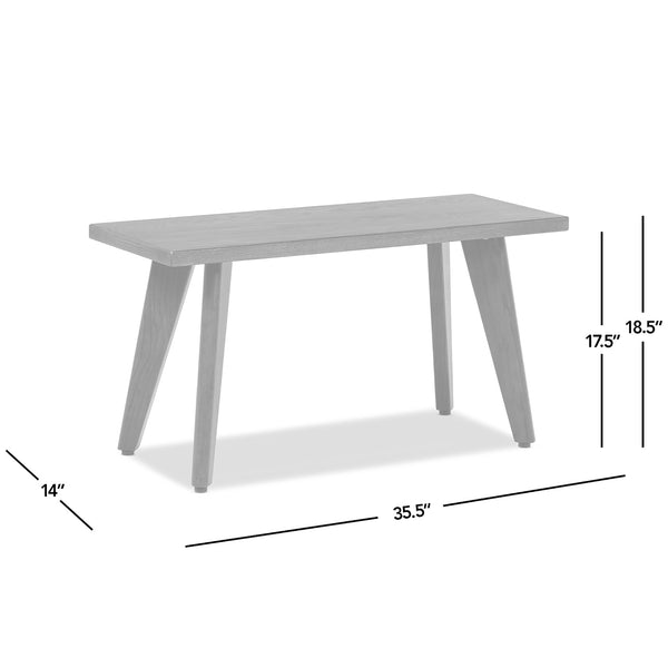 English Elm Jennifer Taylor Home - Capri Solid Red Oak Wood Bench 35.5" Dark Brown — Handcrafted Mid-Century Tapered Legs, Slim Profile for Small Spaces B2719P395570