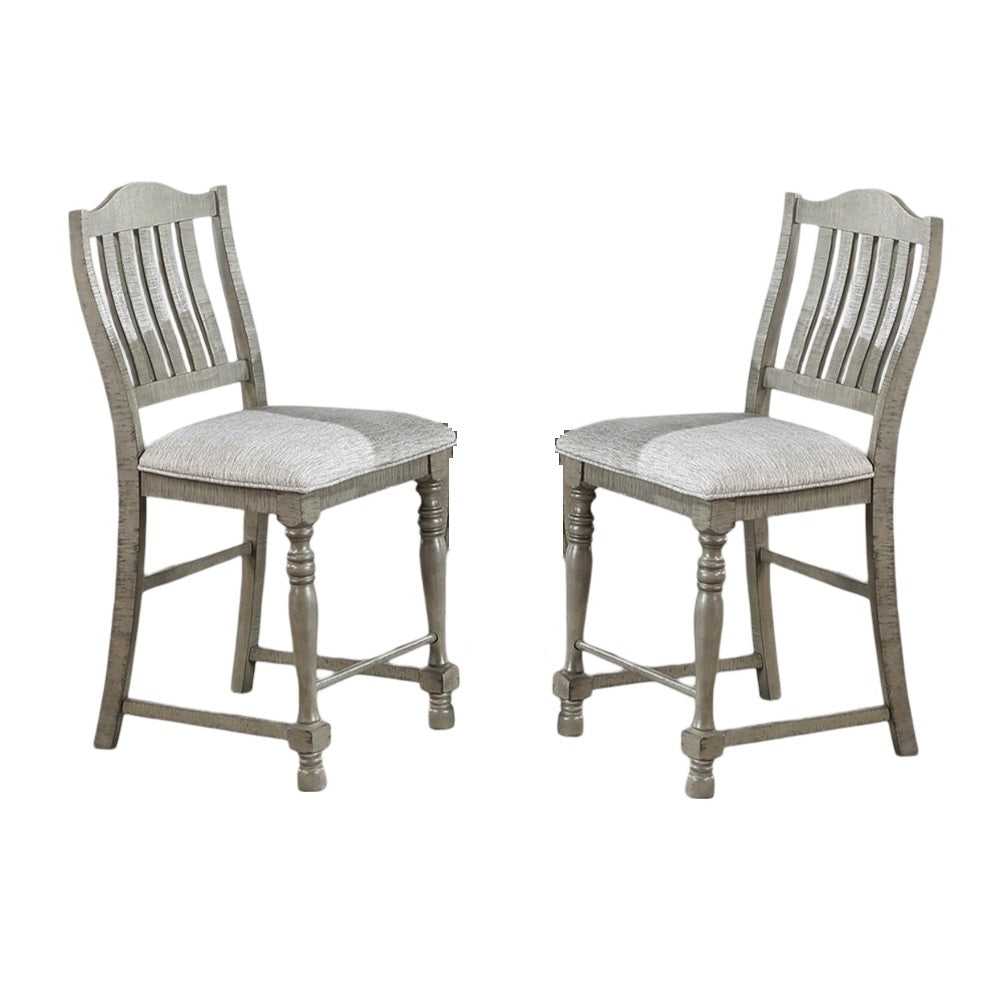 English Elm Classic Plush Upholstered Dining Chair Set of 2 — Light Grey Bentwood Seats, Carved Front Legs, Open Slat Back, Counter Height Support B011P193977
