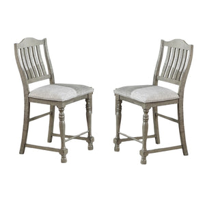 English Elm Classic Plush Upholstered Dining Chair Set of 2 — Light Grey Bentwood Seats, Carved Front Legs, Open Slat Back, Counter Height Support B011P193977