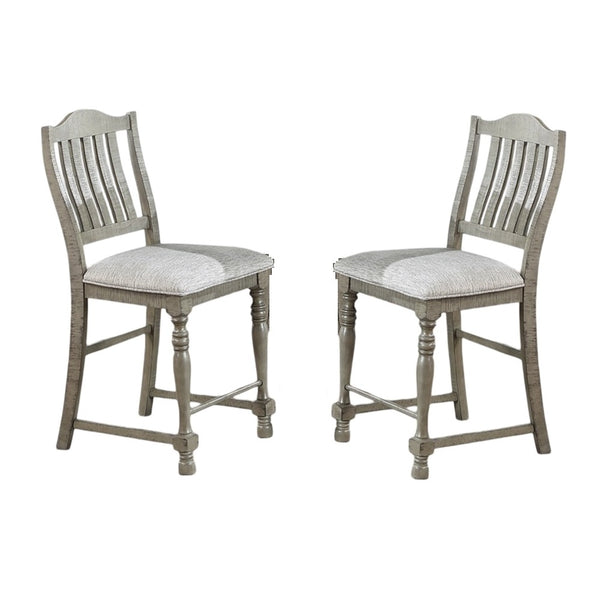 English Elm Classic Plush Upholstered Dining Chair Set of 2 — Light Grey Bentwood Seats, Carved Front Legs, Open Slat Back, Counter Height Support B011P193977