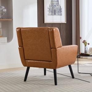 English Elm Modern Soft Leather Accent Chair with Ergonomic PU Upholstery, Solid Wood Black Legs, 250lb Capacity, Compact Living Room Seat W676P174742