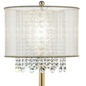 English Elm 30" Bhavya Tall Metal Table Lamp With Elegant Gold Finish, White Shade & Crystal Accents For Style B072116237