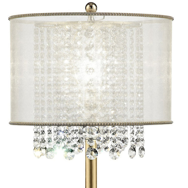 English Elm 30" Bhavya Tall Metal Table Lamp With Elegant Gold Finish, White Shade & Crystal Accents For Style B072116237