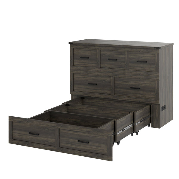 English Elm Murphy Full-Size Cabinet Bed with Built-In Charging Station, Storage Drawer & 700lb Capacity Comfort Gray 52.5 L x 26 W x 5.5 H N733S293995G