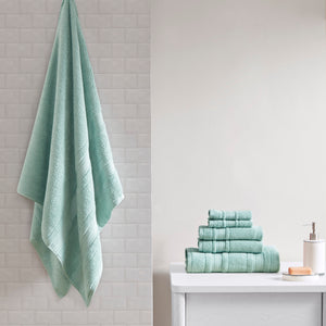 JLA Home Madison Park Essentials - Super Super Soft Cotton Quick Dry Bath Towel Set 6-Piece — Antimicrobial, OEKO-TEX Certified Luxury Seafoam MPE73-668
