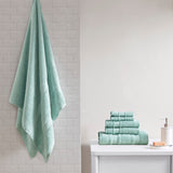 Madison Park Essentials Adrien Casual Super Soft Cotton Quick Dry Bath Towel 6 Piece Set MPE73-668 Seafoam