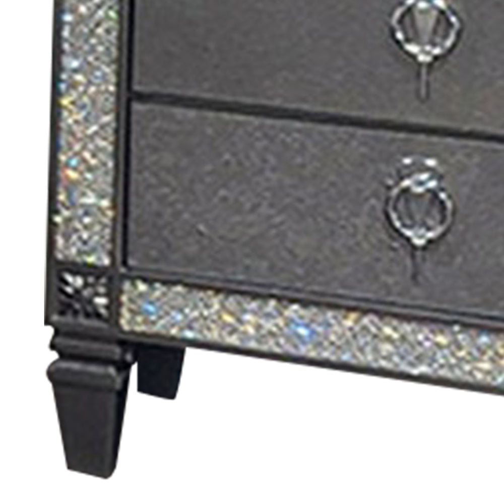 English Elm Laine 2 Drawer Nightstand Solid Wood Gray Finish with Acrylic Trim Bedroom Storage B056P416908