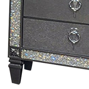 English Elm Laine 2 Drawer Nightstand Solid Wood Gray Finish with Acrylic Trim Bedroom Storage B056P416908