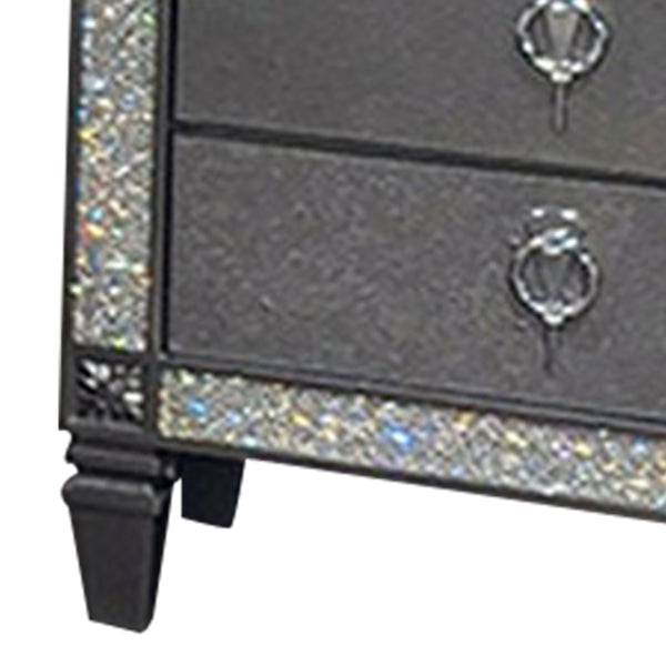 English Elm Laine 2 Drawer Nightstand Solid Wood Gray Finish with Acrylic Trim Bedroom Storage B056P416908