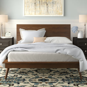 English Elm Modern platform bed with sleek minimalist silhouette, durable wood frame, no box spring needed, queen centerpiece Brown 81.5 L x 10.5 W x 9.5 H B011S00980