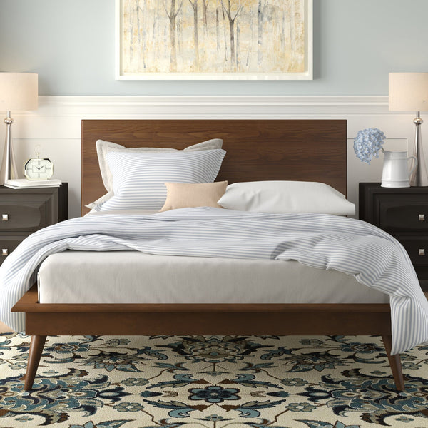 English Elm Modern platform bed with sleek minimalist silhouette, durable wood frame, no box spring needed, queen centerpiece Brown 81.5 L x 10.5 W x 9.5 H B011S00980