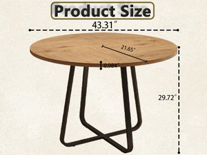 English Elm 43.3" Round Mdf Dining Table Seats Six with X Base Modern Minimalist Kitchen W1727P426752