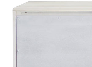 English Elm Ansaldo Pearl White Console Cabinet with Silver Shimmer, French Provincial Glass Doors & Turned Legs B2726P285786