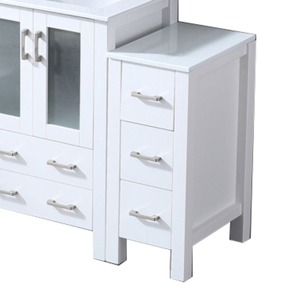 English Elm White Bath Vanity 36 in. W with Side Cabinet, Soft-Close Drawers, Scratch-Resist Ceramic Top, Mirror Included B2731S00945