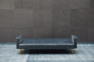 English Elm Sofa Bed Velvet Upholstered Convertible with Gold Metal Legs for Studio Spaces Dark Gray B205P246433