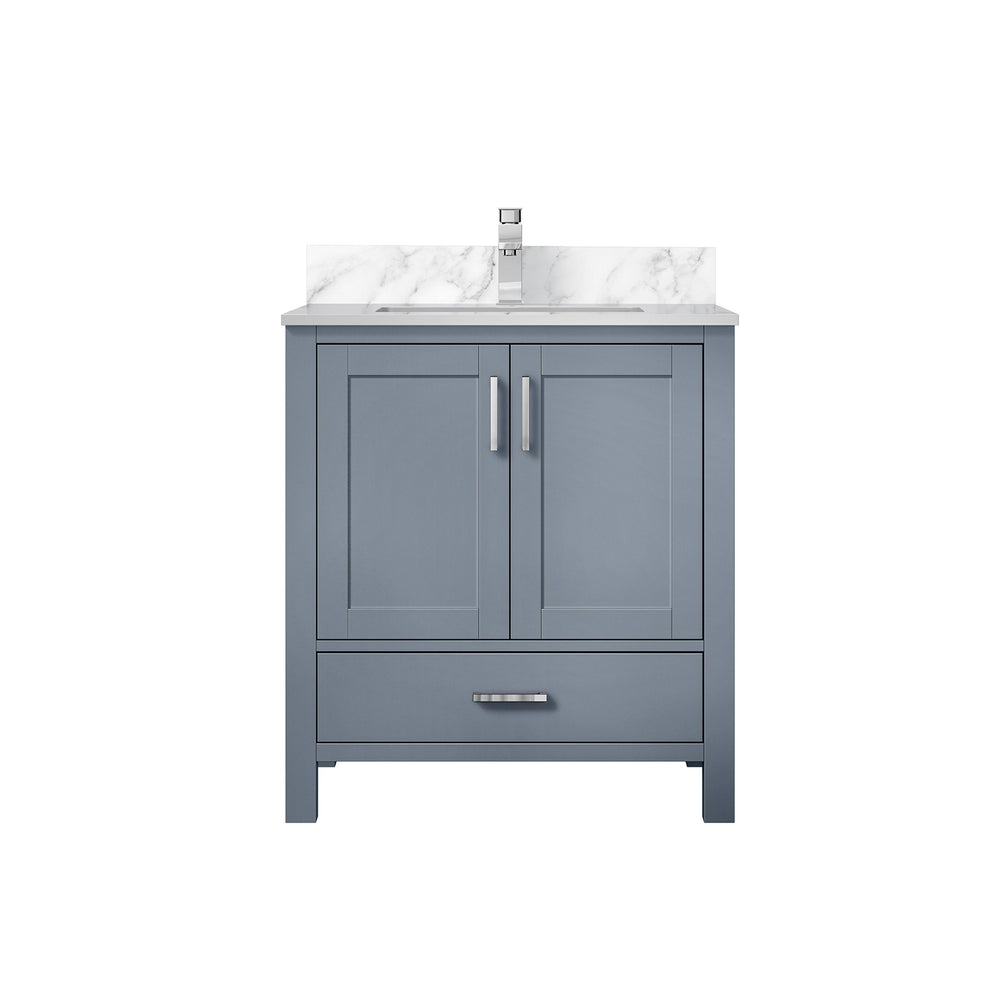 English Elm Dark Grey 30" Bath Vanity with Carrara Marble Top, Soft-Close Drawer, Chrome Faucet, Storage Slate B2731P258999