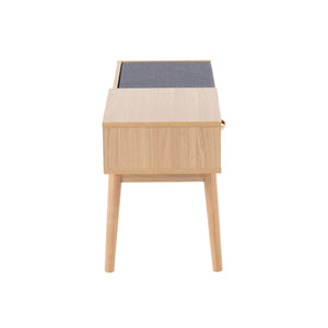 English Elm Telephone Upholstered Storage Bench Solid Wood Frame Grey Seat for Entryway or Bedroom B202P223659