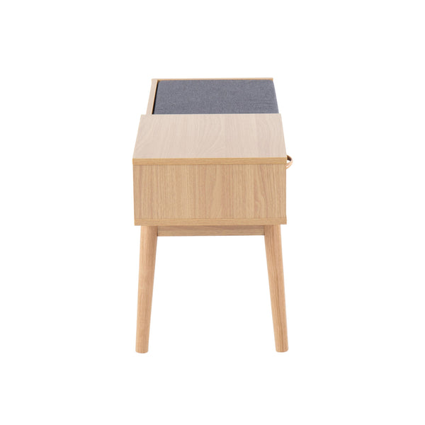 English Elm Telephone Upholstered Storage Bench Solid Wood Frame Grey Seat for Entryway or Bedroom B202P223659