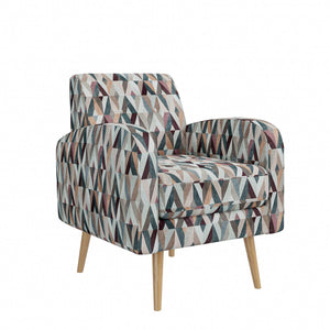 English Elm Darien Geometric Prism Upholstered Accent Armchair with Solid Wood Legs for Small Spaces Brown B127P495072