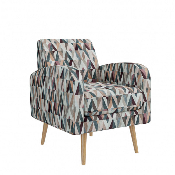 English Elm Darien Geometric Prism Upholstered Accent Armchair with Solid Wood Legs for Small Spaces Brown B127P495072