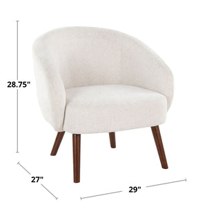 English Elm Contemporary Cream Upholstered Lounge Chair with Walnut Legs for Bedroom Reading B202P223424