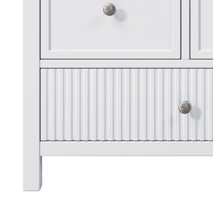 English Elm 60" Freestanding Bathroom Vanity Fluted Fronts Soft Close Drawers Drop-in Sink White N817P404100W