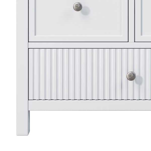 English Elm 60" Freestanding Bathroom Vanity Fluted Fronts Soft Close Drawers Drop-in Sink White N817P404100W