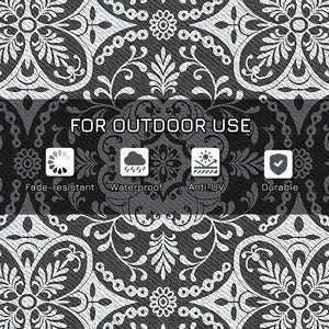 English Elm Outsunny Reversible Polypropylene Outdoor Rug 9x12 Striped Waterproof Mat with Carry Bag W2225P174541