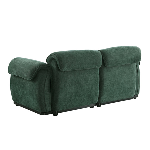 English Elm 102 Inch Linen Modular Sectional Sofa with Hidden Storage and Cloud Cushion Comfort Green W1099S00202