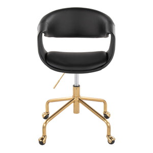 English Elm Task Chair with Chrome Five Star Base Grey Fabric Seat for Modern Home Office Use Black,Gold B202P474185