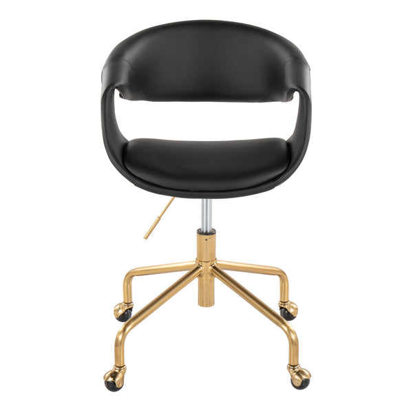English Elm Task Chair with Chrome Five Star Base Grey Fabric Seat for Modern Home Office Use Black,Gold B202P474185