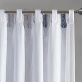 Madison Park Veronica  Poly Printed Curtain Panel with Tufted Stripe and Lining MP40-8462 White/Navy