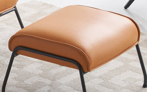 English Elm Jabel Sandstone Top Grain Leather Accent Chair & Ottoman with Metal Legs, Plush Foam Comfort, 35"L x 38"D x 37"H B2726S00391