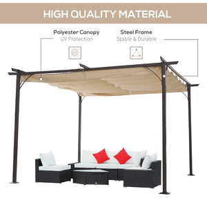 English Elm Outsunny 11.5' X 11.5' Stylish Retractable Pergola Canopy - Durable Metal Shade For Outdoor Spaces W2225P200901-GIGA