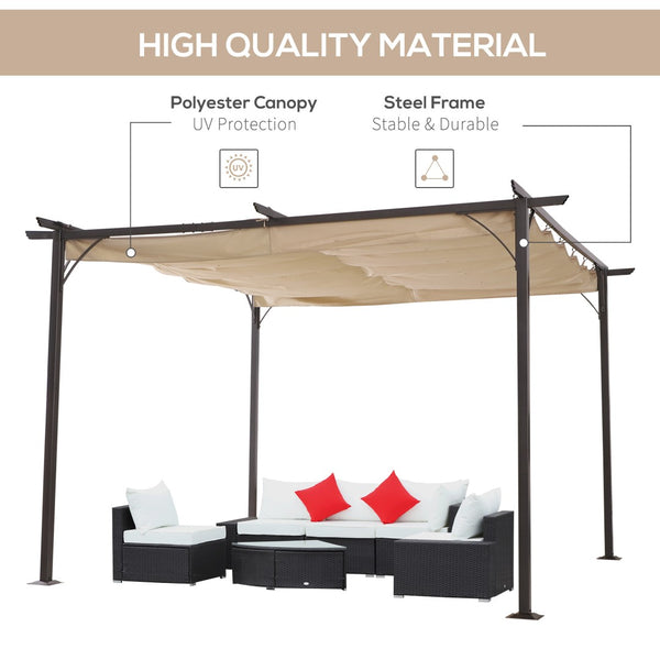 English Elm Outsunny 11.5' X 11.5' Stylish Retractable Pergola Canopy - Durable Metal Shade For Outdoor Spaces W2225P200901-GIGA