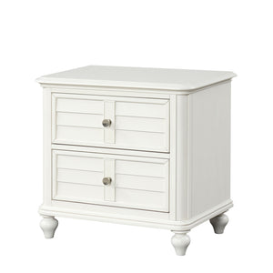 English Elm Coastal Antique White Nightstand Solid Rubberwood Two Drawers Dovetail Bedroom B2741P435892