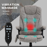 Homcom 6 Point Vibrating Massage Office Chair with Heat, High Back, Reclining Backrest, Armrests, Remote - Gray