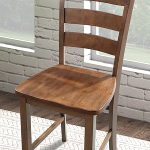 English Elm Walnut 5pc Counter Height Dining Set with Square Table & 4 Slat-Back Chairs, Transitional Style, Easy Assembly B2741P381504